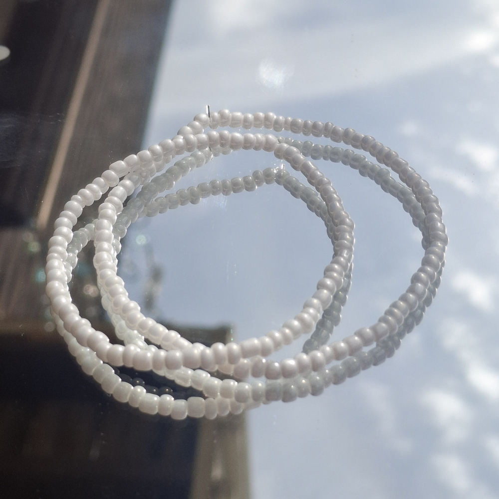 White Beaded Stretch Bracelet Trio - Women's Jewelry